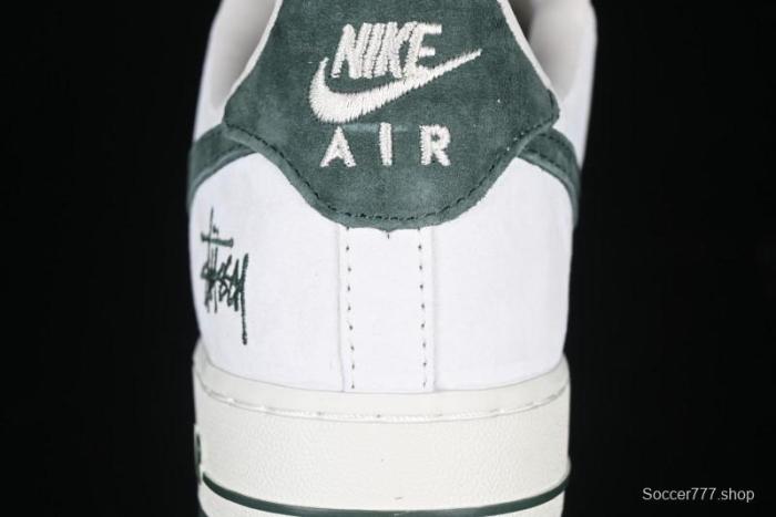 Nike Air Force 1 '07 Low Stussy Collaboration Green Suede Swoosh Low-Top Casual Sneakers - CH6336-511