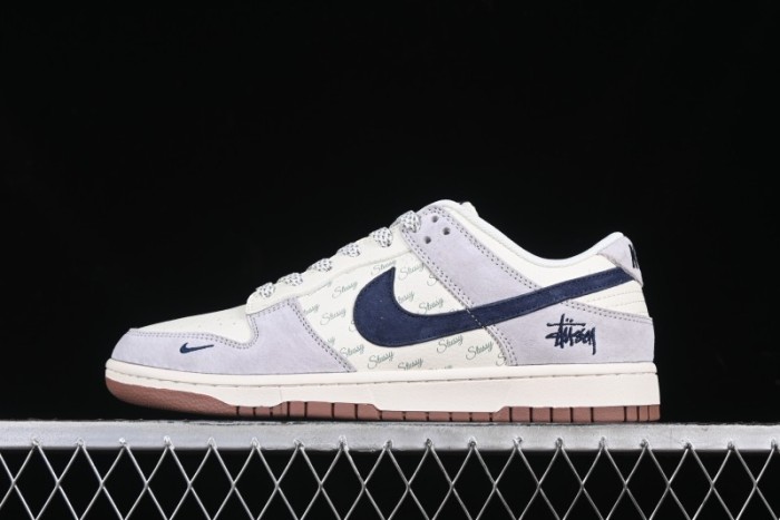 Nike SB Dunk Low Stussy Collaboration Blue Swoosh Gum Sole Anniversary Custom Low-Top Casual Sneakers - XS1086-012