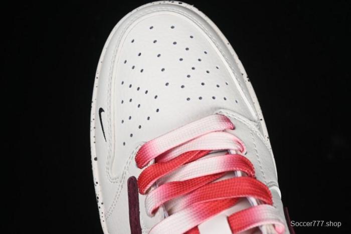 Nike Travis Scott x Fragment Design x Air Jordan 1 Low OG SP AJ1 Stone Island Collaboration Pomegranate Red Low-Top Casual Sneakers - CF3688-077