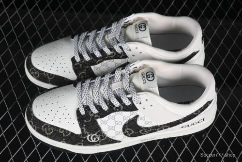 Nike SB Dunk Low Gucci Collaboration Black Denim Anniversary Custom Low-Top Casual Skate Shoes - CH8311-286