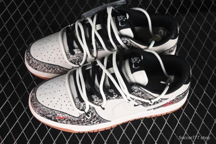 Nike SB Dunk Low Year of the Snake Series Snake Scale White Swoosh Customized Low-Top Casual Skate Shoes - YX5066-275