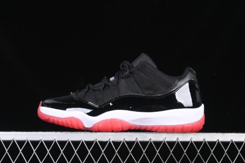 Nike Air Jordan 11 Low Bred Basketball Shoes with Patent Leather and Carbon Fiber - FV5104-006