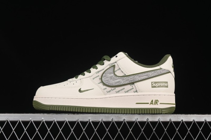 Nike Air Force 1 '07 Low Supreme Collaboration Military Green Multi Swoosh Casual Sneakers - XX3168-148