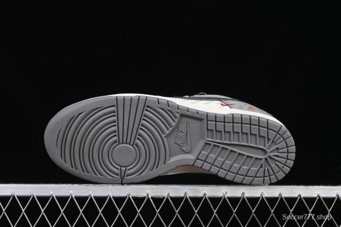 Nike SB Dunk Low Supreme Collaboration Bullet Screen Black Check Anniversary Customized Low-Top Casual Sneakers - FC1688-208