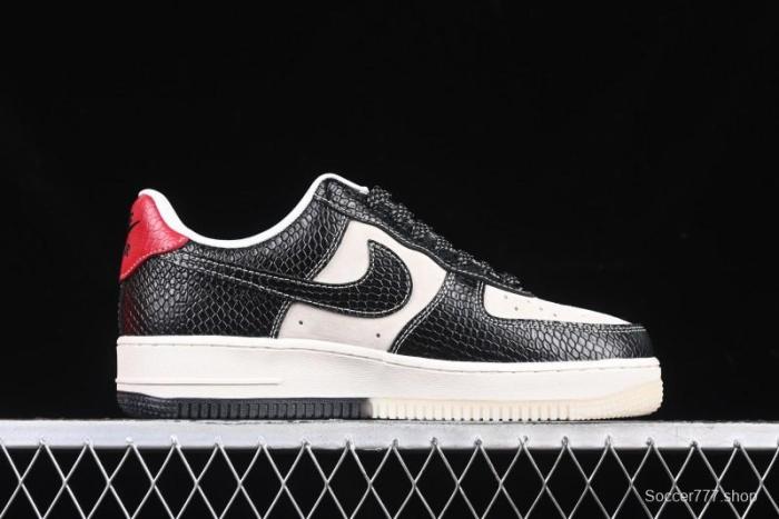 Nike Air Force 1 '07 Low Stussy Collaboration Year of the Snake Limited Edition Black Snake Dual-Color Casual Sneakers - HH7518-034