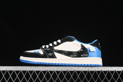 Nike Travis Scott x Fragment Design x Air Jordan 1 Low OG SP AJ1 Collaboration Sneakers in Blue/Black - XS2024-037