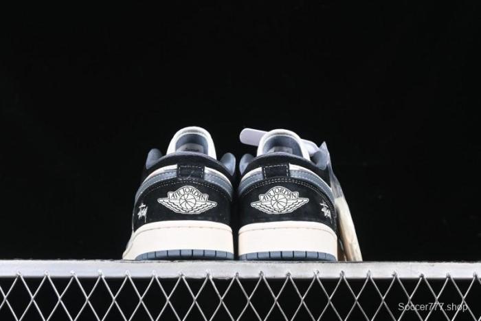 Nike Air Jordan 1 Low Stussy Collaboration - Grey Swoosh Retro Basketball Shoes - XX3318-503