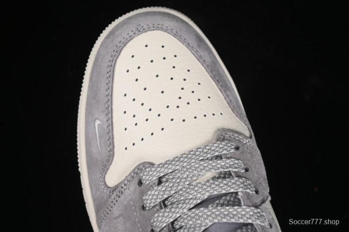 Nike Air Jordan 1 Low Stussy Collaboration - Light Bone Grey Dual-Tone Premium Custom Retro Basketball Shoes - SJ9950-045
