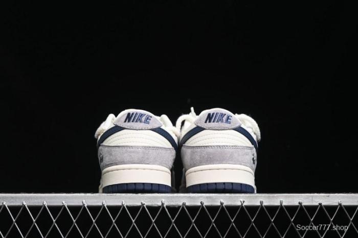 Nike SB Dunk Low Stussy Collaboration - Navy Blue Embroidery Swoosh Anniversary Custom Low-Top Casual Sneakers - SJ2068-296
