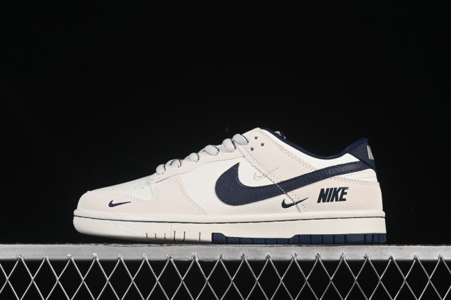 Nike SB Dunk Low Collaboration Triple Swoosh Cream Navy Anniversary Custom Low-Top Casual Skate Shoes - SC9207-402