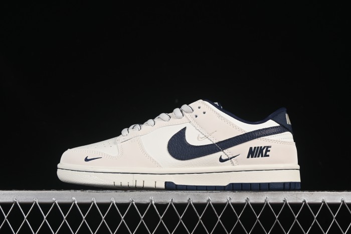 Nike SB Dunk Low Collaboration Triple Swoosh Cream Navy Anniversary Custom Low-Top Casual Skate Shoes - SC9207-402