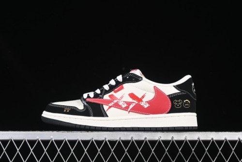 Nike Air Jordan 1 Low OG SP AJ1 Collaboration with Travis Scott and Fragment Design Graffiti Red Hook Low-top Casual Sneakers - XS2024-024