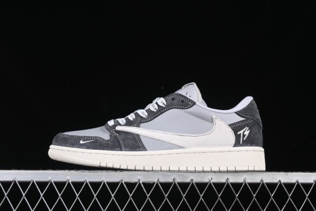 Nike Travis Scott x Fragment Design x Air Jordan 1 Low OG SP AJ1 Retro Sneakers in Traffic Grey - CF3688-055