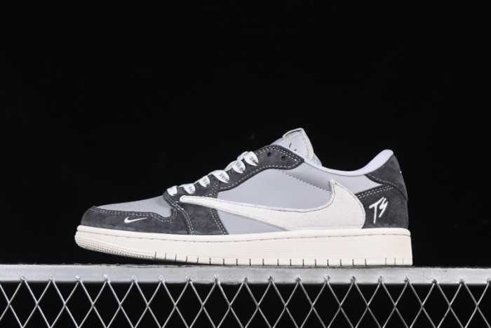 Nike Travis Scott x Fragment Design x Air Jordan 1 Low OG SP AJ1 Retro Sneakers in Traffic Grey - CF3688-055