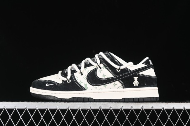 Nike SB Dunk Low Violent Bear Series - Lace-Up Beige with Black Swoosh Anniversary High-End Customized Low-Top Casual Skate Shoes - SJ2068-290