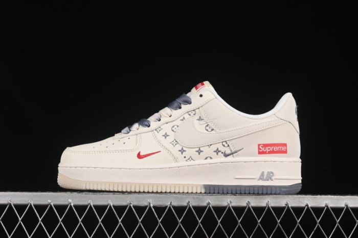 Nike Air Force 1 '07 Low Supreme Collaboration Dual-Tone Grey Print Casual Sneakers - HH7518-077
