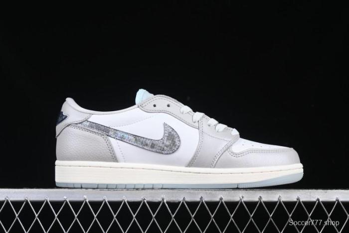 Nike Air Jordan 1 Low OG CNY AJ1 Snake Year Limited Silver Snake Low-Top Retro Basketball Shoes - HF3144-100