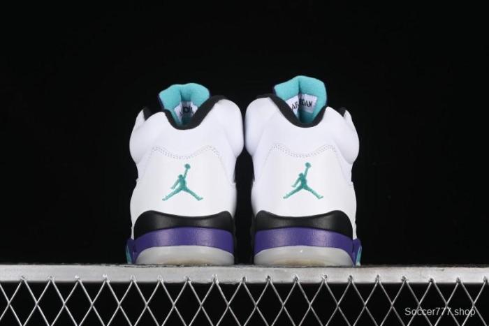 Nike Air Jordan 5 Retro Sneakers in White and Purple Grape Colorway - 136027-108