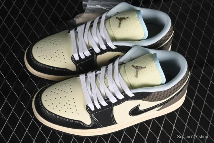 Nike Air Jordan 1 Low  Coconut Milk Black  Casual Basketball Shoes with Contrast Swoosh - HQ3437-101