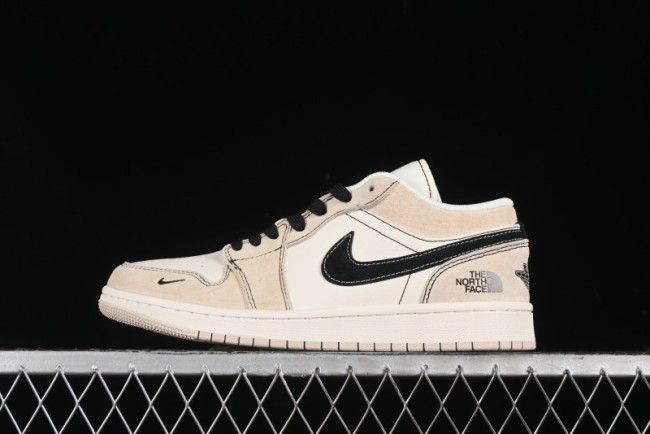 Nike Air Jordan 1 Low AJ1 The North Face Collaboration - Beige Coffee Retro Basketball Shoes - SJ9950-028