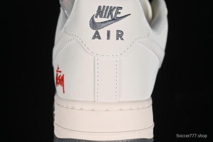 Nike Air Force 1 '07 Low Stussy Collaboration - White Grey Two-Tone Low-Top Casual Sneakers - XZ6188-015