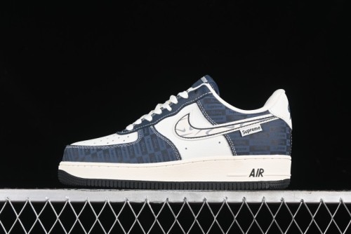 Nike Air Force 1 '07 Low Supreme Casual Sneakers in White-Blue Shadow - KK1988-009