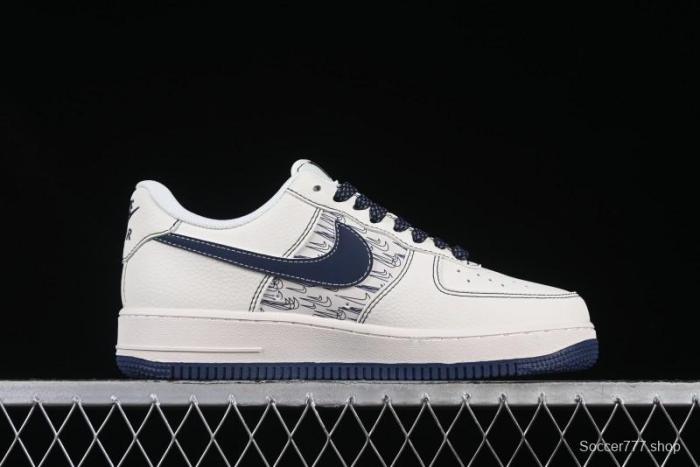 Nike Air Force 1 'Wave Swoosh' Edition – White & Navy**