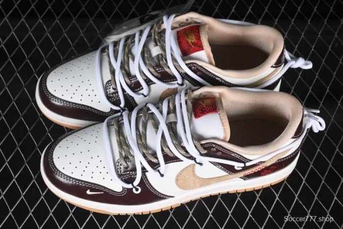 Nike SB Dunk Low Year of the Snake Series Strap Shiny Brown Swoosh Anniversary Custom Low-Top Casual Skate Shoes - YX5066-290