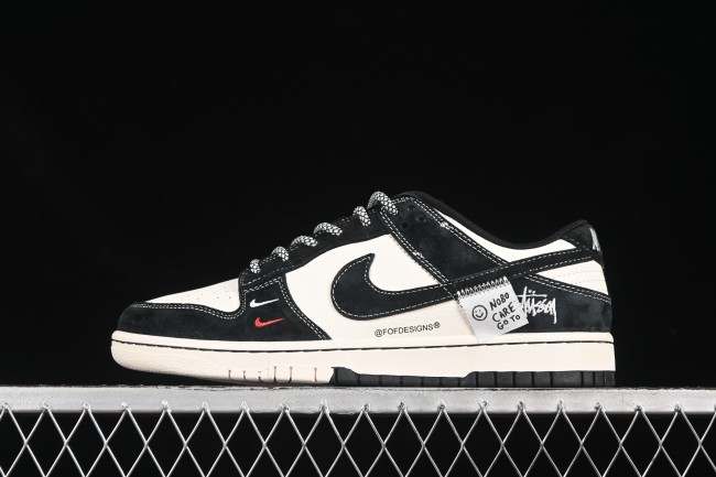 Nike SB Dunk Low Stussy Patch Black Swoosh Anniversary Custom Low-Top Casual Skate Shoes - YX5066-295