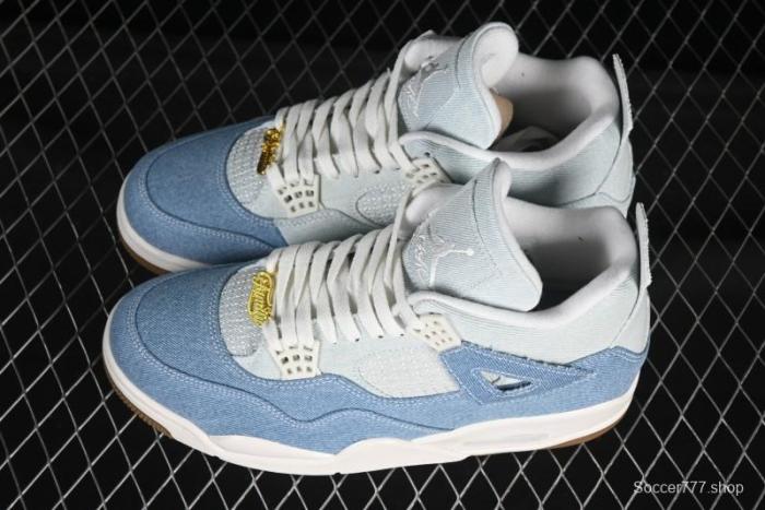 Nike Air Jordan 4 Retro Denim  Worn Blue  Sneakers with Distressed Wash Finish - IB6716-100