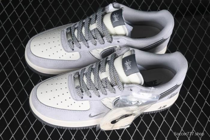 Nike Air Force 1 '07 Low Stussy Collaboration - Pig Grey Swoosh Low-Top Casual Sneakers - XZ3318-066