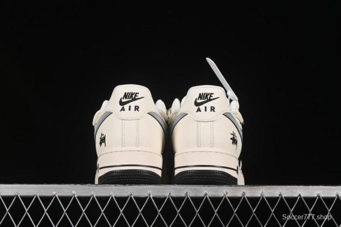 Nike Air Force 1 '07 Low Stussy Collaboration Black Diamond Lace-Up Casual Sneakers - DM6868-073