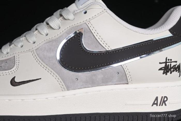 Nike Air Force 1 '07 Low Stussy Collaboration - White Black Sole Low-Top Casual Sneakers - XZ6188-279
