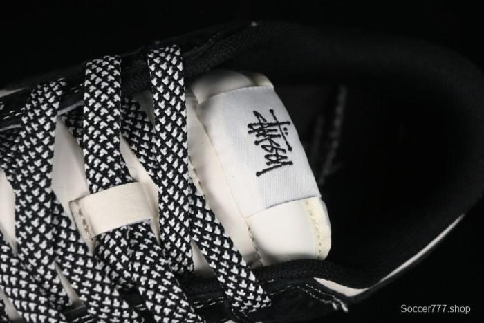 Nike SB Dunk Low Supreme x Stussy Triple Collaboration - Black White Black Swoosh Anniversary Custom Low Top Casual Skate Shoes - SJ2068-300