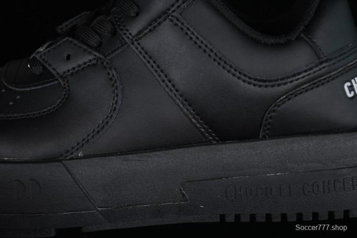 Choco Concert Leather Round Square Asymmetric Fashion Sneakers Black - AJE5