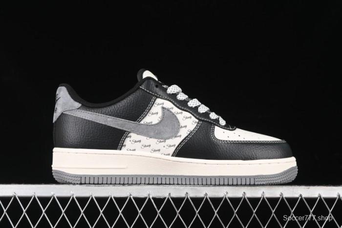 Nike Air Force 1 '07 Low Stussy Collaboration - Black Grey Casual Sneakers - XZ3328-566