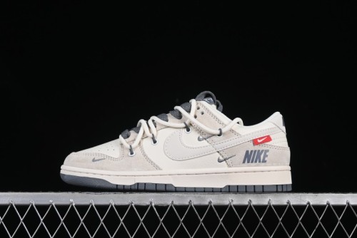 Nike SB Dunk Low Anniversary Collaboration Red Tag Beige Gray Customized Lace-Up Low-Top Casual Skate Shoes - XX3168-121