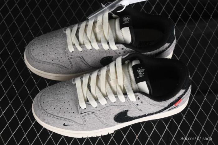 Nike SB Dunk Low Stussy Series - Battle Grey Black Hook Anniversary High-End Custom Low-Top Casual Skate Shoes - MM1089-027