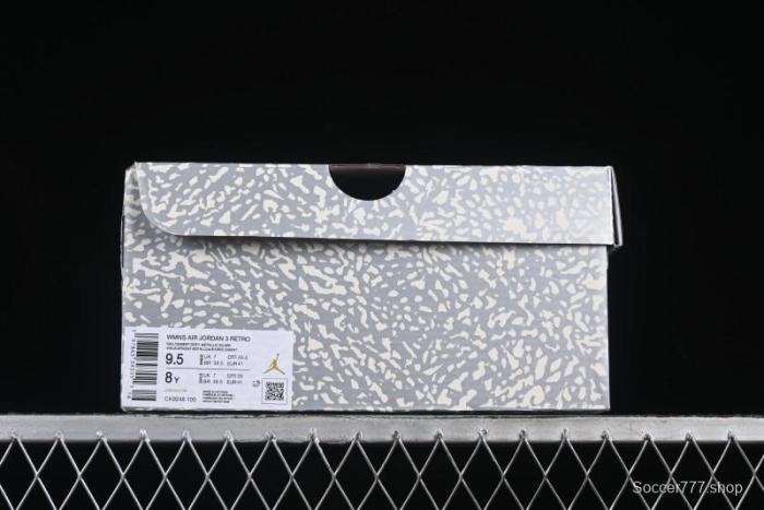 Nike Air Jordan 3 Retro Sneakers Sail Metallic Silver with Elephant Print Accents - CK9246-100