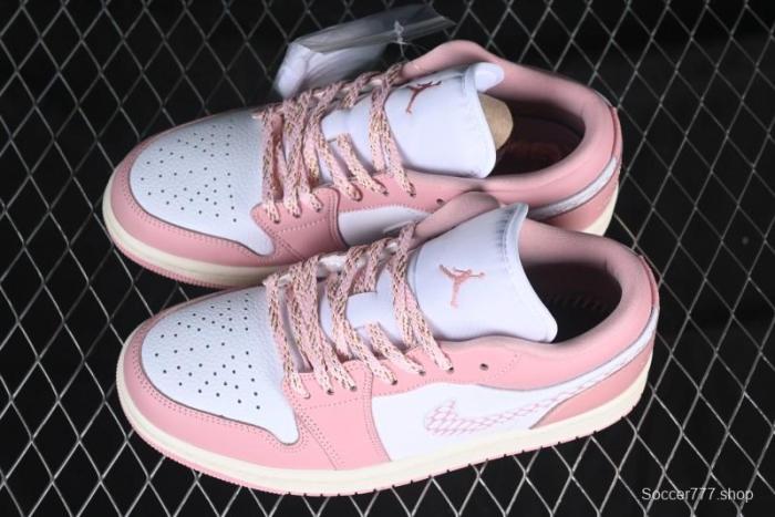 Nike Air Jordan 1 Low AJ1 Custom White Pink Low-Top Casual Lifestyle Sneakers - DC0774-162
