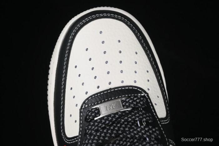 Nike Air Force 1 '07 Low Stussy Supreme Collaboration Dual-Tone Black Red Logo Low-Top Casual Sneakers - HH7518-043