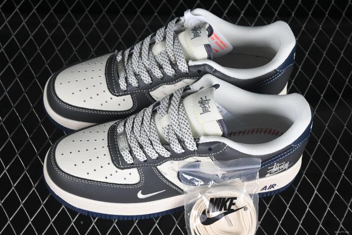 Nike Air Force 1 '07 Low Stussy Collaboration Navy Grey Casual Sneakers - XS1958-519
