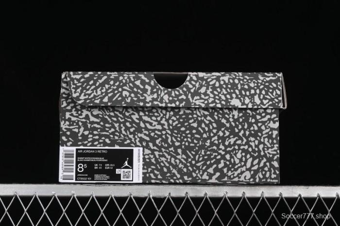 Nike Air Jordan 3 Retro  Lucky Shorts  Basketball Shoes with University Blue and White Colorway - CT8532-101