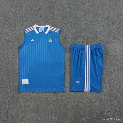 25/26 Real Madrid Adidas Original Blue Vest Jersey+Shorts