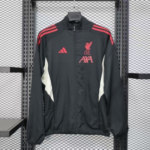25/26 Liverpool Black Windbreaker (with Inner Lining)