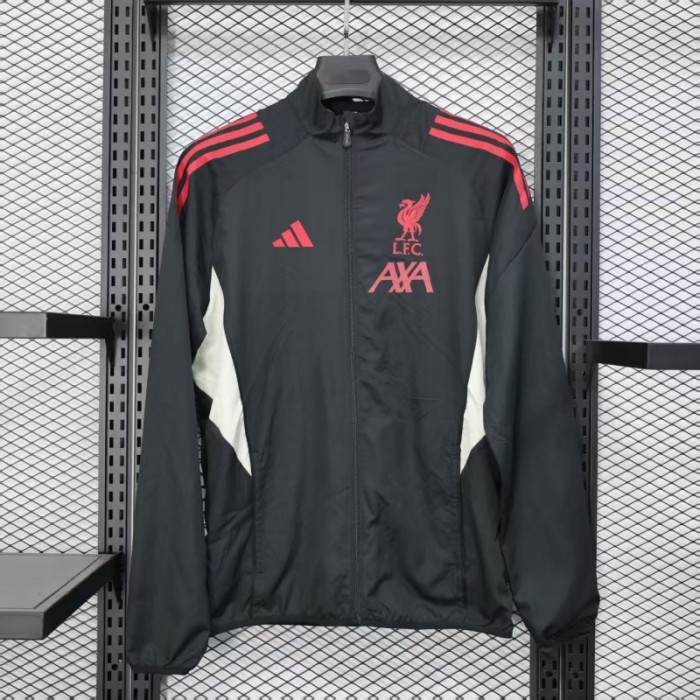 25/26 Liverpool Black Windbreaker (with Inner Lining)