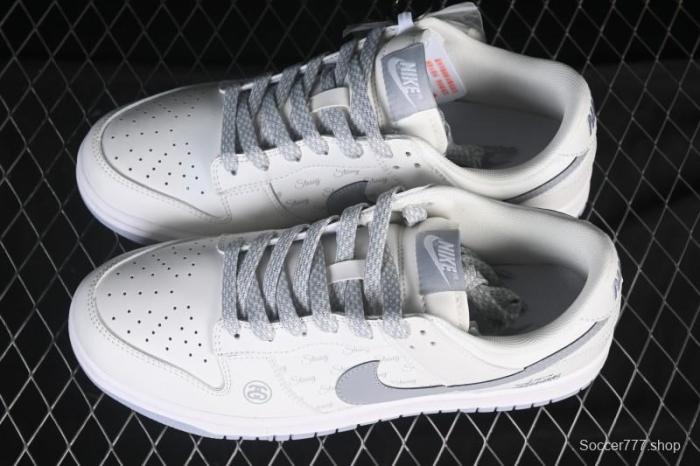 Nike SB Dunk Low Stussy Collaboration Print Grey Hook Anniversary Custom Low-Top Casual Skate Shoes - CS1688-125