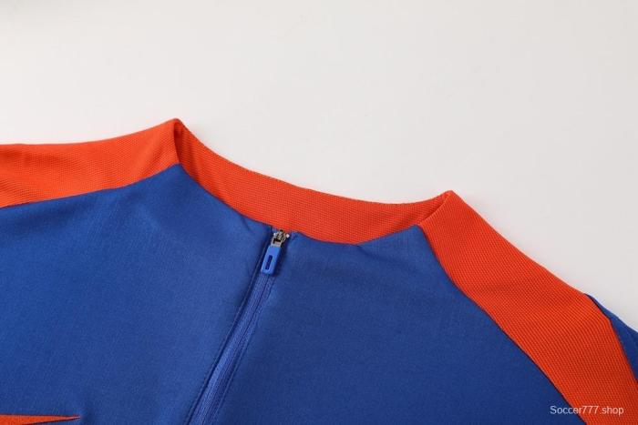 2025 Netherlands Blue Half Zipper Jacket+Long Pants