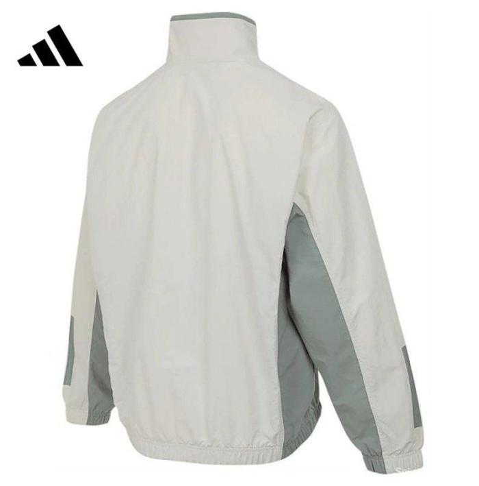 2025 Adidas Cream Colored Nylon Taslon Full Zipper Windbreaker