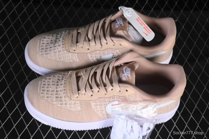 Nike Air Force 1'07 Low Knit Khaki Casual Sneakers - CI0051-200